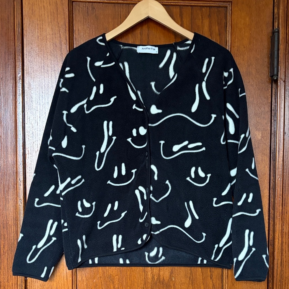 Melting Smiley Patterned Cardigan